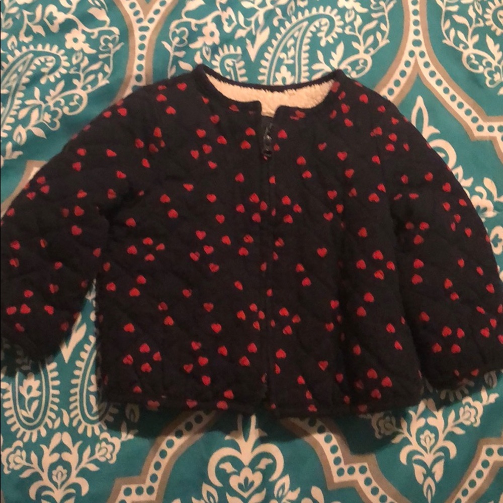 Girls quilted Navy Blue  Heart jacket 6-12 mths